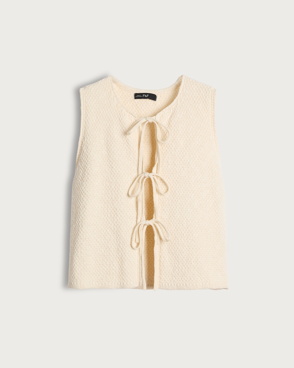 image 1 of The F&F Edit Tie Front Sleeveless Waistcoat in Neutral