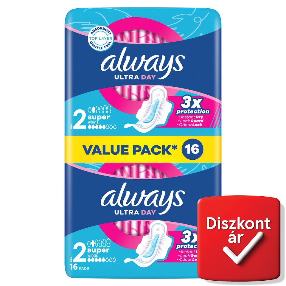 Always Ultra Day Super Egészségügyi Betét (2-es Méret) Szárnyas Betét x 16]  1. kép
