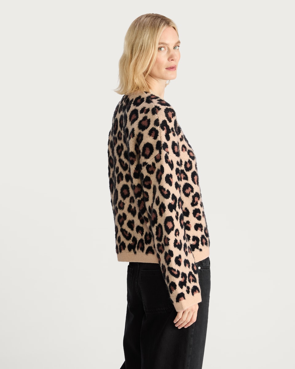 image 1 of F&F Animal Print Long Sleeved Jumper in Brown