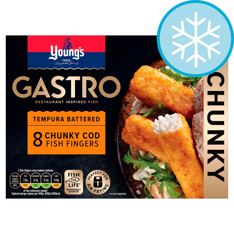Youngs Gastro 8 Tempura Battered Cod Fingers 320G