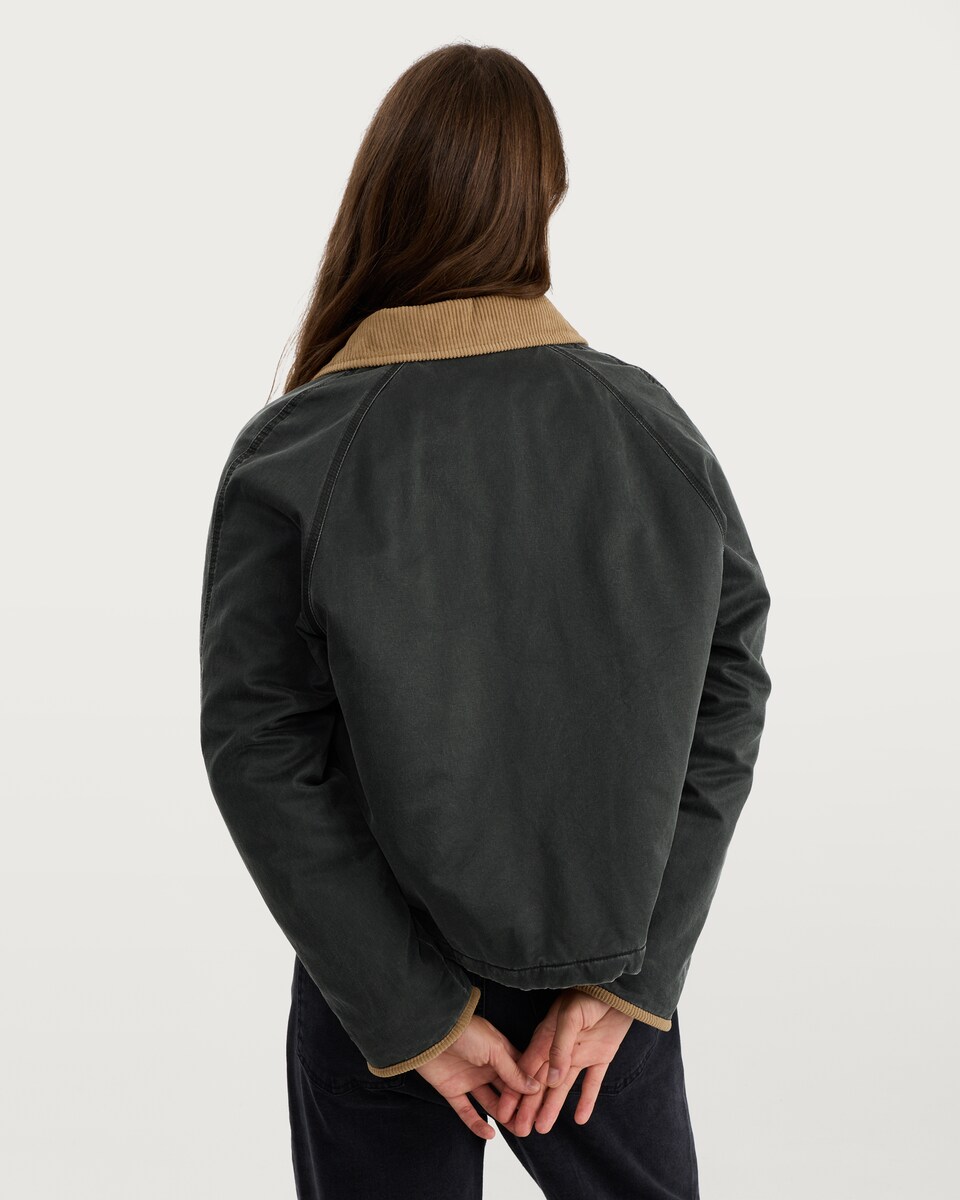 image 1 of F&F Cotton Rich Corduroy Collar Jacket in Grey