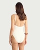 image 2 of F&F Crinkle Textured Thin Strap Swimsuit in Cream