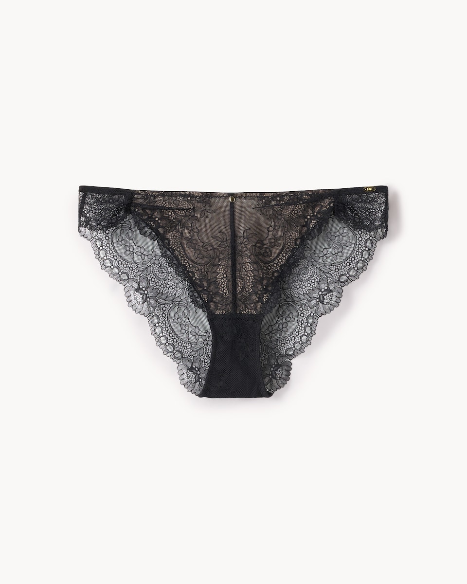 image 1 of F&F Lace Brazilian Knickers in Black