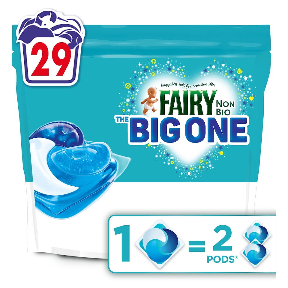 image 1 of Fairy Non Bio Big One Washing Liquid Pods 29 washes 1151.3g