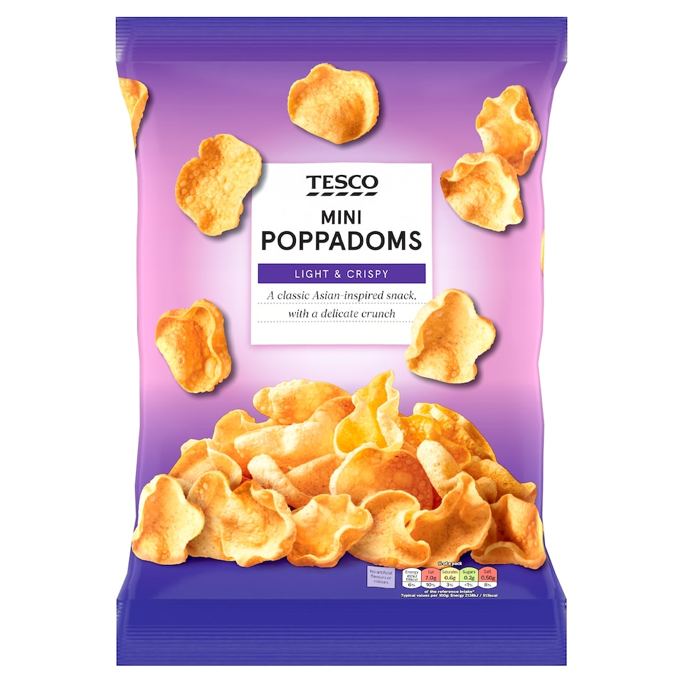 Tesco Mini Poppadom Snacks 70 G