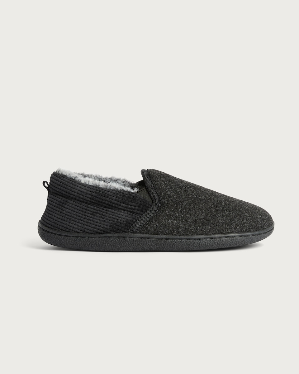 image 1 of F&F Faux Fur Lined Slippers in Black