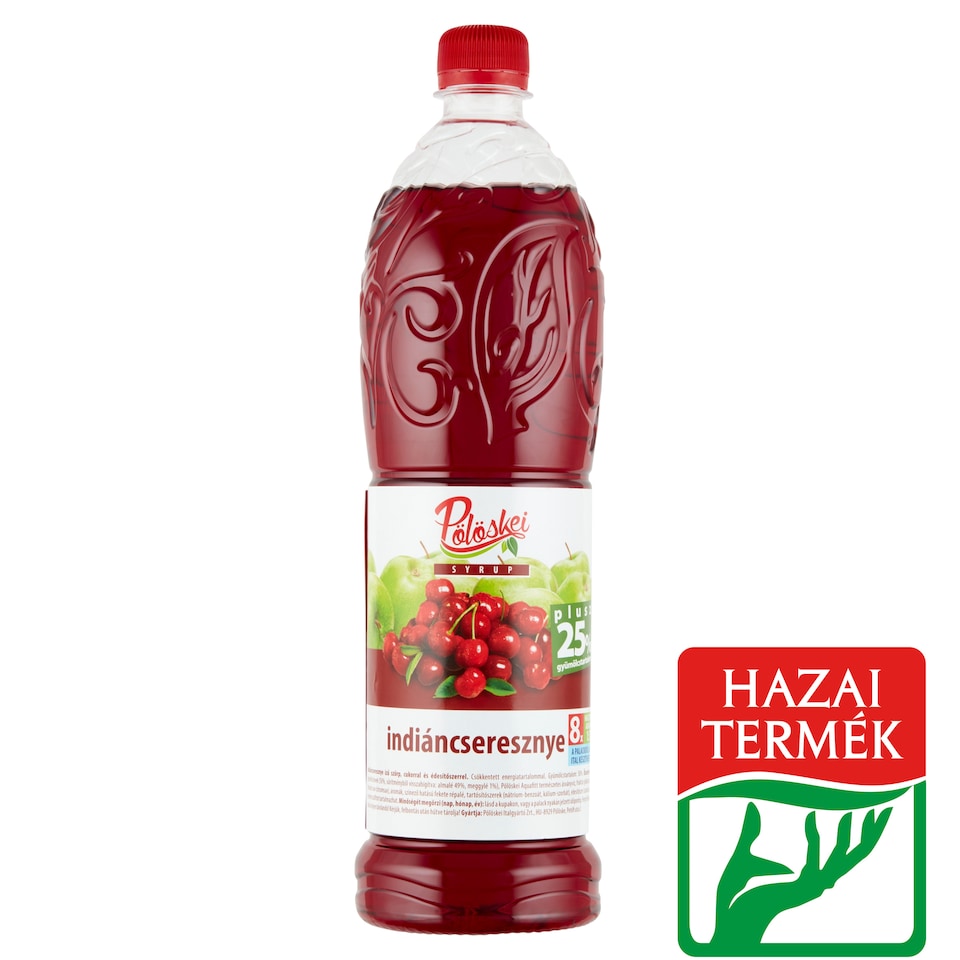 Pölöskei Indian Cherry Flavored Syrup with Sugar and Sweetener 1 l
