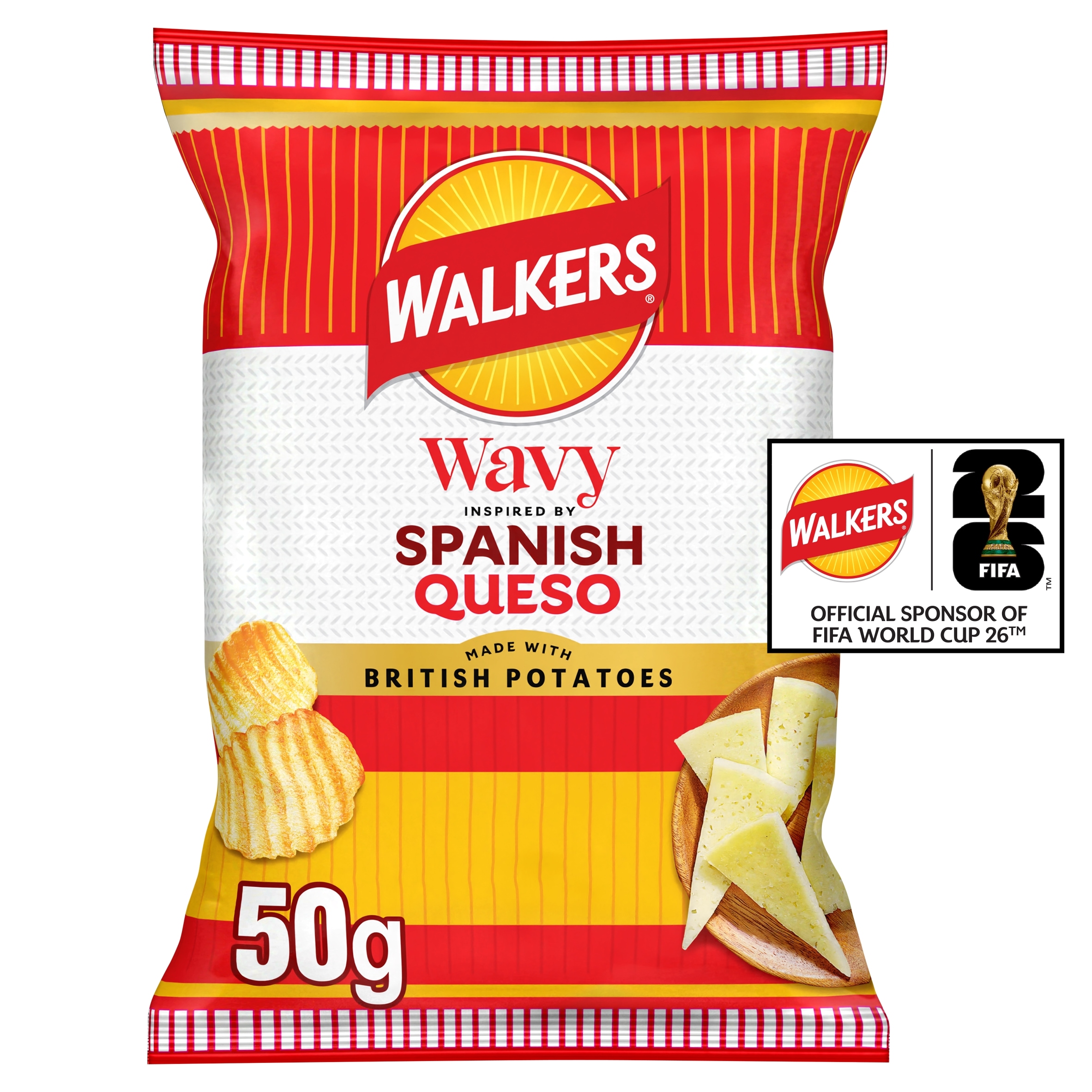 Walkers Wavy Spanish Queso Cheese Flavour Potato Crisps 50g