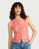 image 2 of F&F Cotton Rich Lace Embroidered Sleeveless Top in Pink