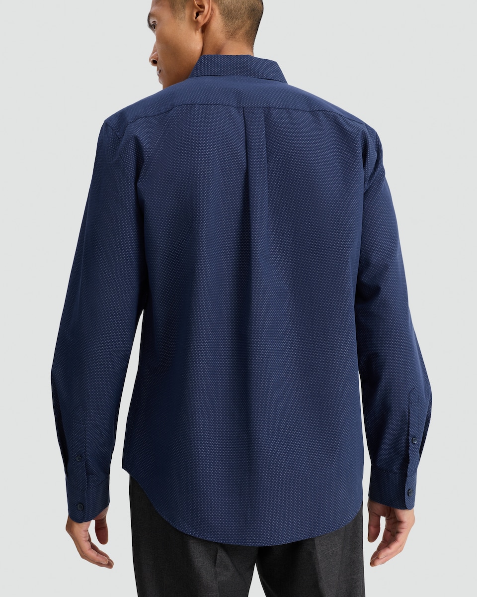 image 1 of F&F Pure Cotton Spot Print Long Sleeved Shirt in Navy