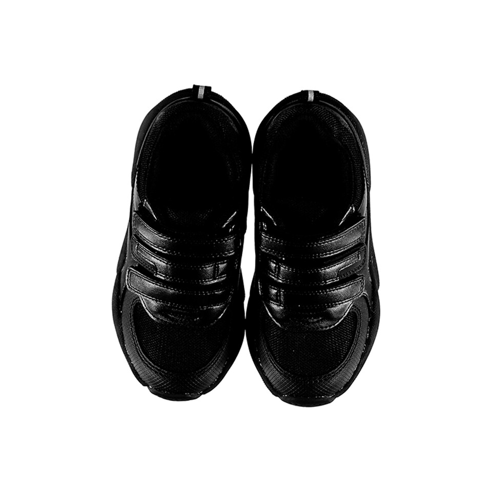 F&F School Boys Triple Strap Fastening Trainers in Black
