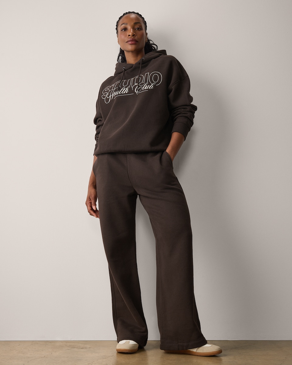 image 1 of F&F Active Cotton Rich Studio Health Club Hoodie in Chocolate