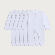 F&F Baby 5-Pack Pure Cotton Long Sleeved Sleepsuits in White
