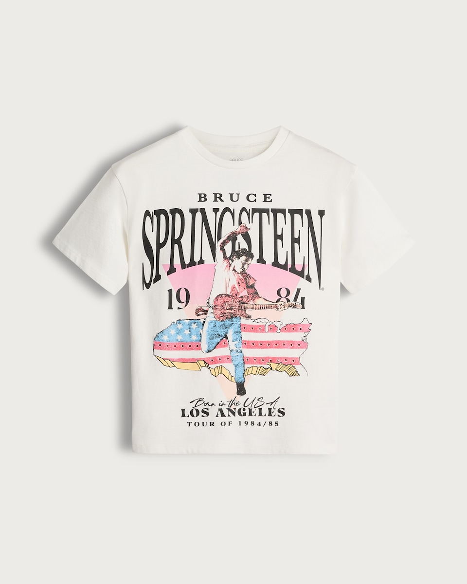 image 1 of Bruce Springsteen Pure Cotton Slogan T-Shirt in White