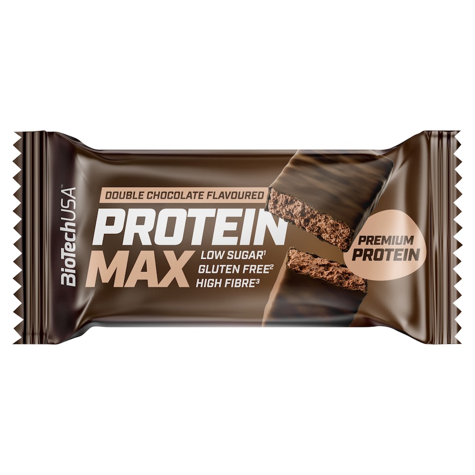 BioTechUSA Protein Max dupla csokoládé ízű bevont fehérjeszelet édesítőszerekkel 45 g