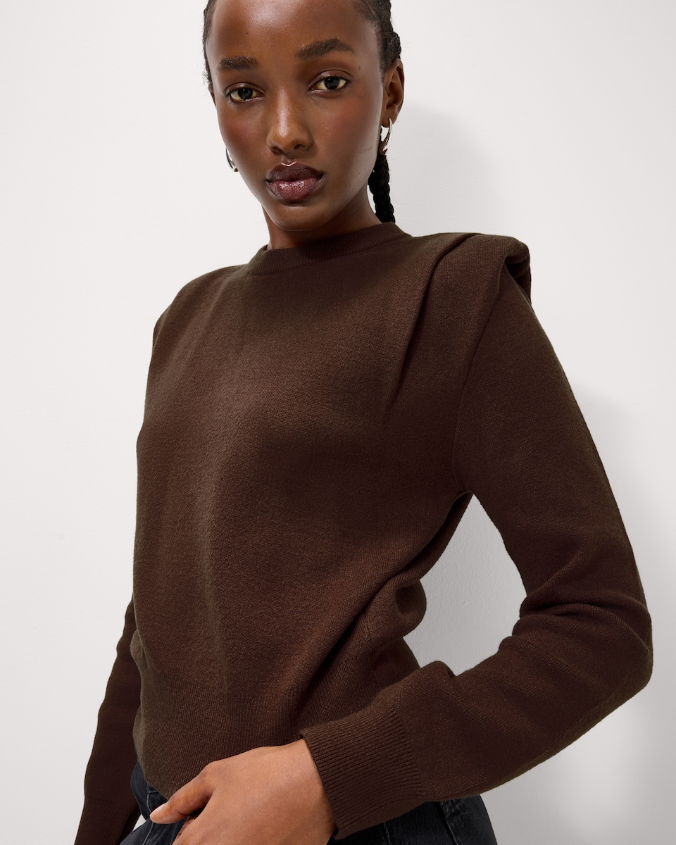 image 1 of F&F Tuck Shoulder Jumper in Brown