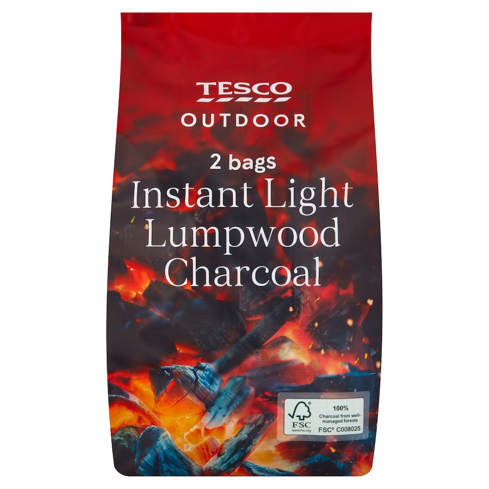 image 1 of Tesco 2 X Bags Instant Light Lumpwood Charcoal