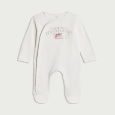 F&F Baby Pure Cotton I Love My Mummy Long Sleeved Sleepsuit in White