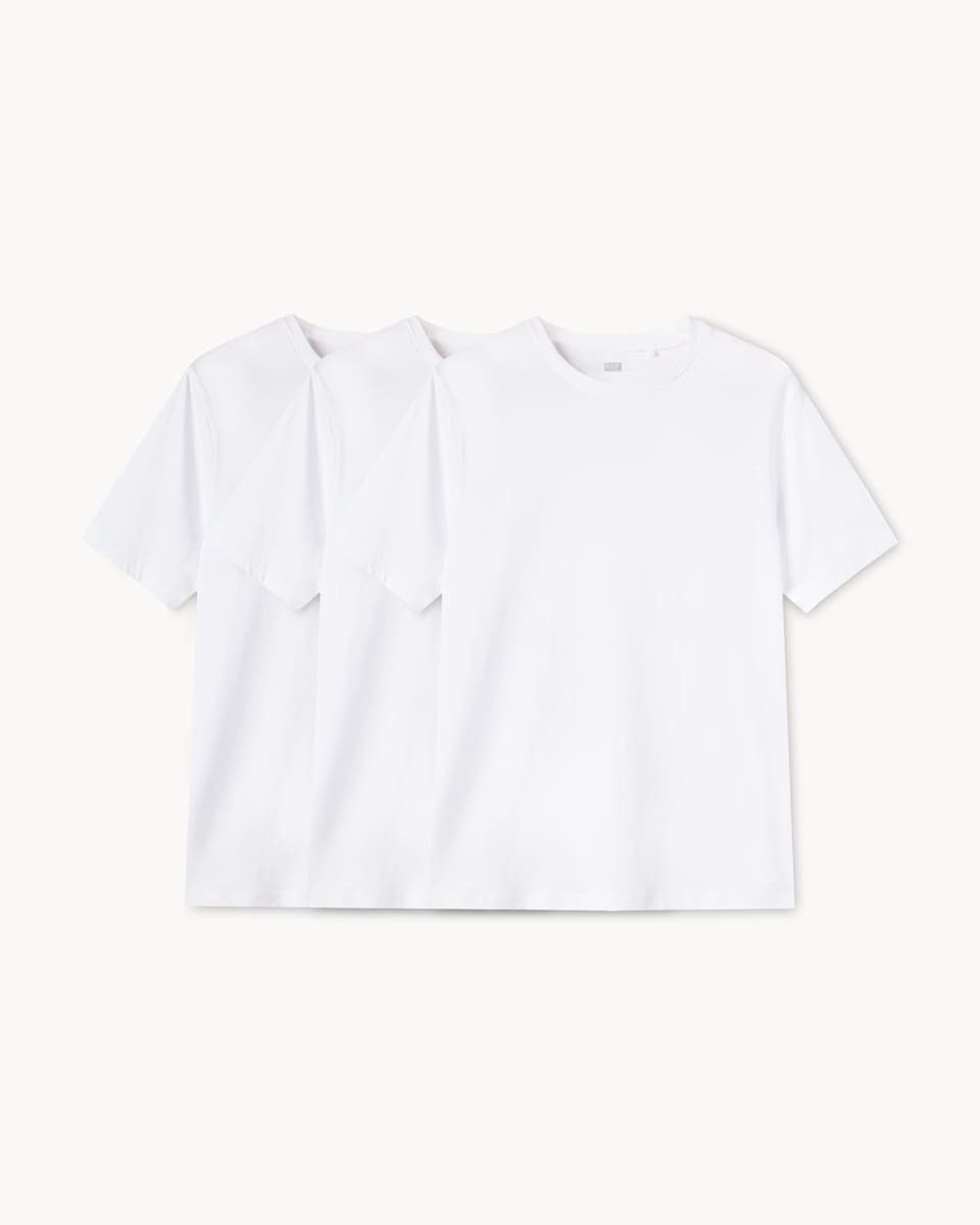 image 1 of F&F 3-Pack Cotton Rich Regular Fit T-Shirts in White