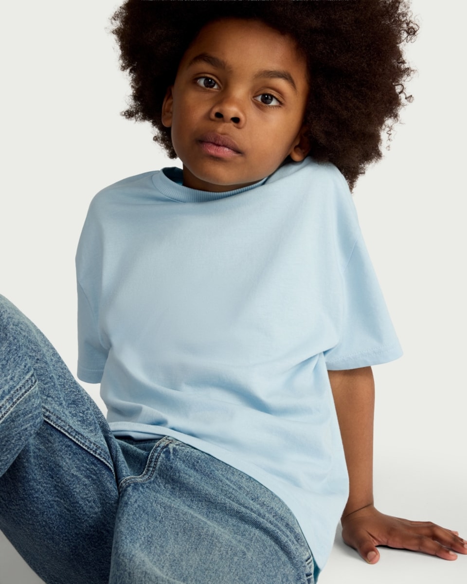 image 1 of F&F Boys Pure Cotton Oversized T-Shirt in Blue