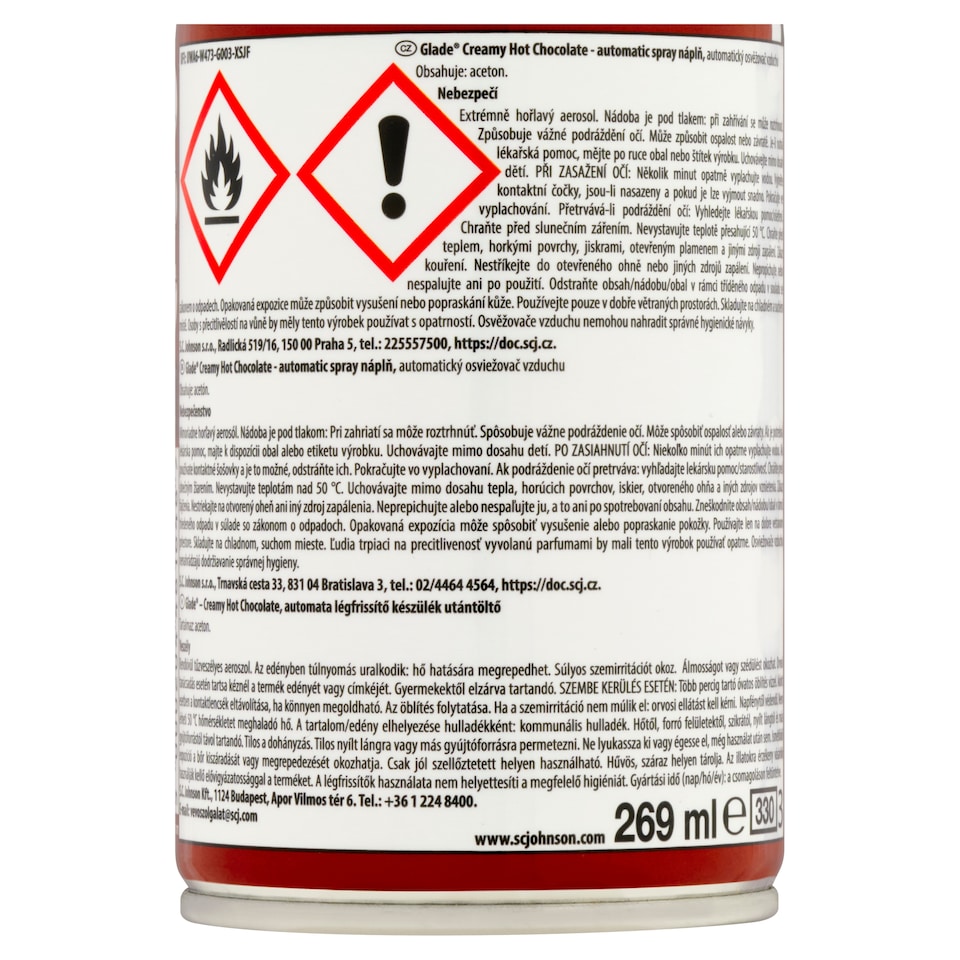 Obrázek 1 pro produkt Glade Creamy Hot Chocolate náplň automatický osvěžovač vzduchu 269ml