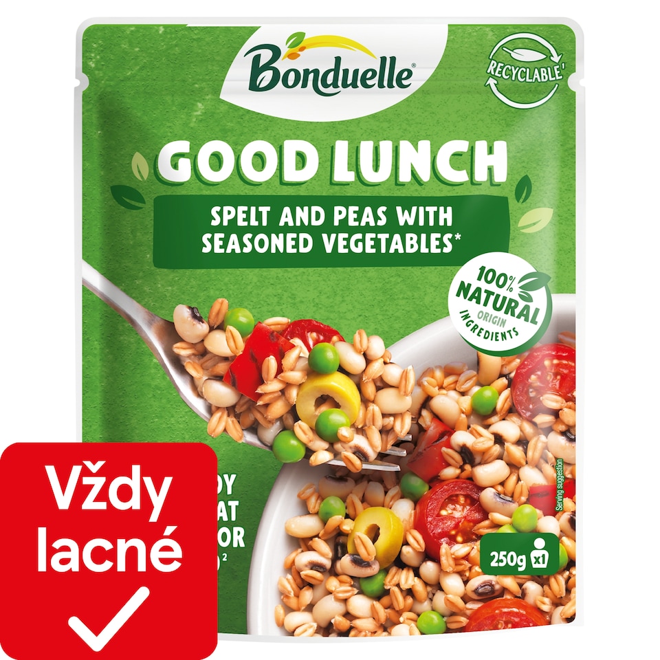 Bonduelle Good Lunch špalda a hrášok s ochutenou zeleninou 250 g