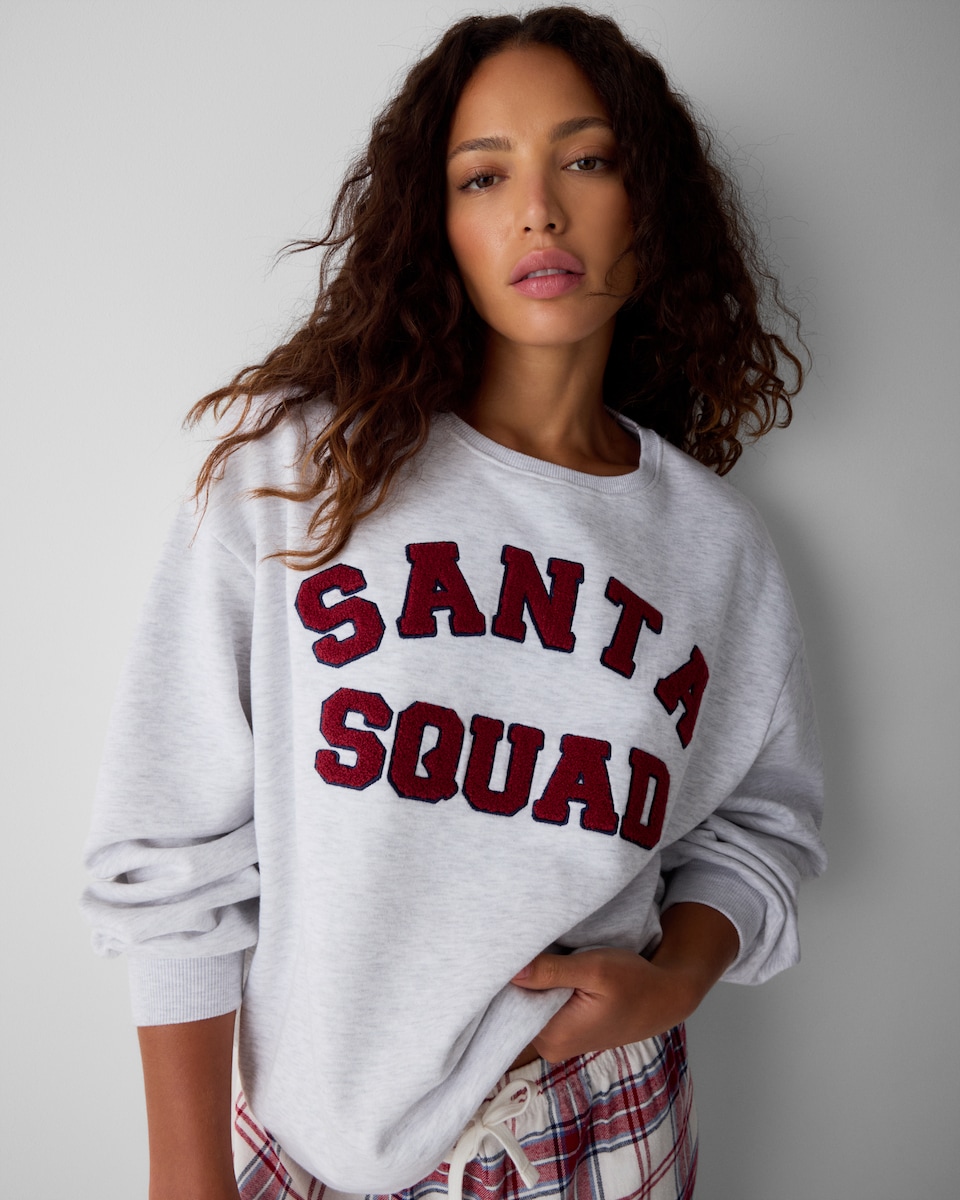 image 1 of Christmas Cotton Rich Santa Squad Matching Family Pyjama Set in Grey Marl