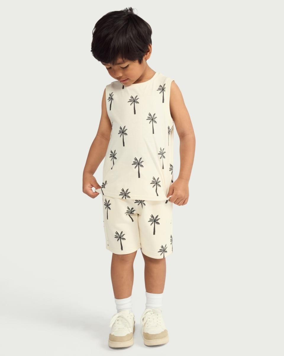image 1 of F&F Boys 3-Pack Pure Cotton Printed Vests in Stone