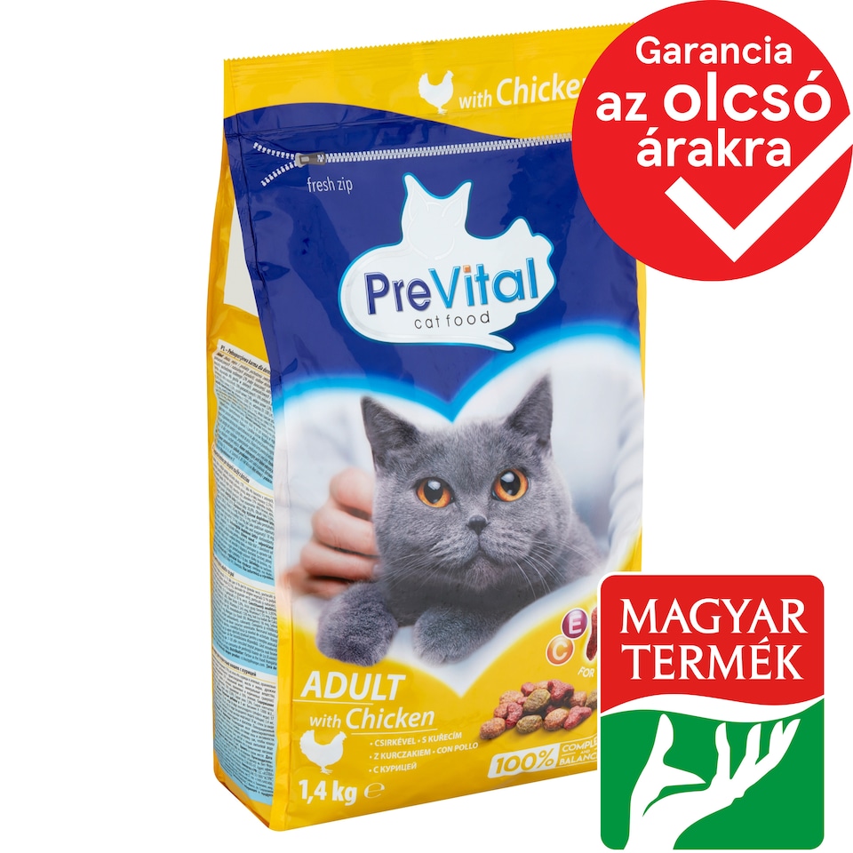 PreVital Dry Cat Food, Kibble for Adult Cats with Chicken 1,4 kg