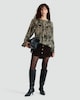 image 3 of F&F Paisley Print Ruffle Blouse in Multi Black White