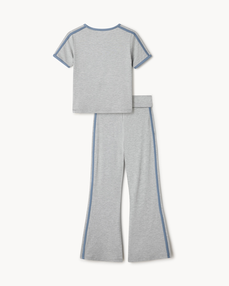 image 1 of F&F Active Girls 2-Piece Cherry Tipped T-Shirt and Leggings Set in Grey