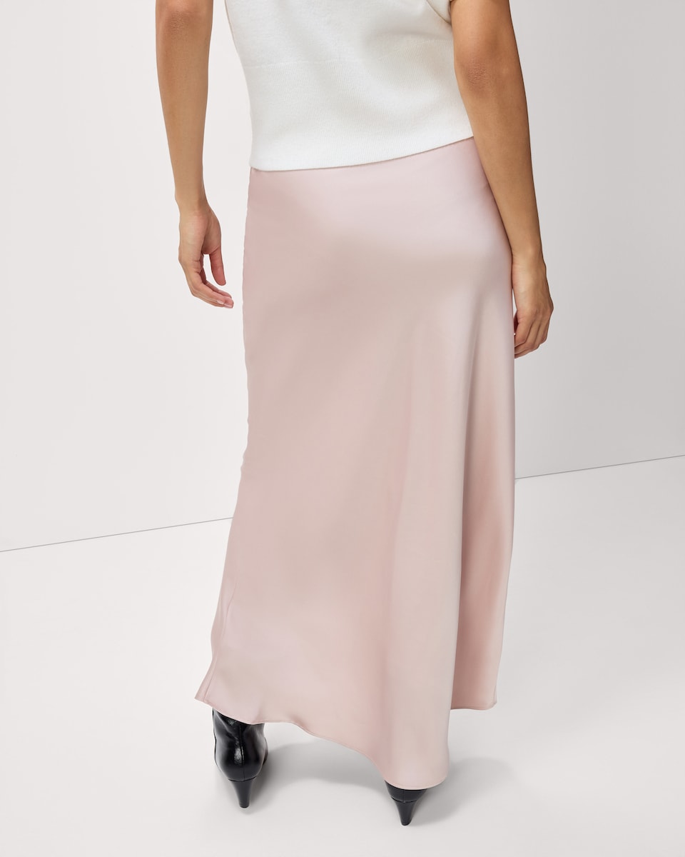 image 1 of F&F Satin Midi Slip Skirt in Pink