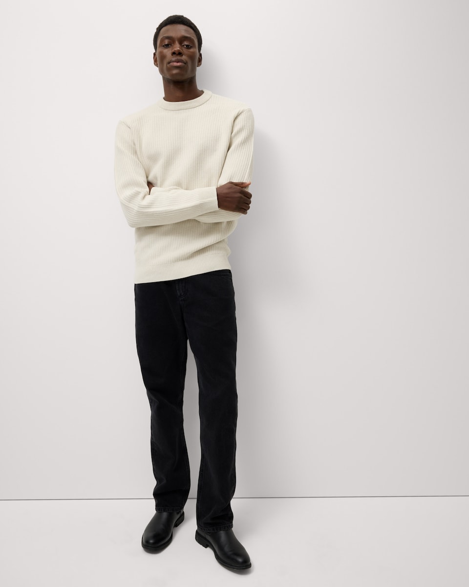 image 1 of F&F Ladder Stitch Crew Neck Jumper in Ecru