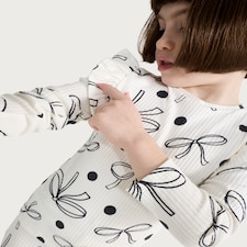 F&F Girls 2-Pack Cotton Rich Ribbed Long Sleeved Tops in Multi Black White