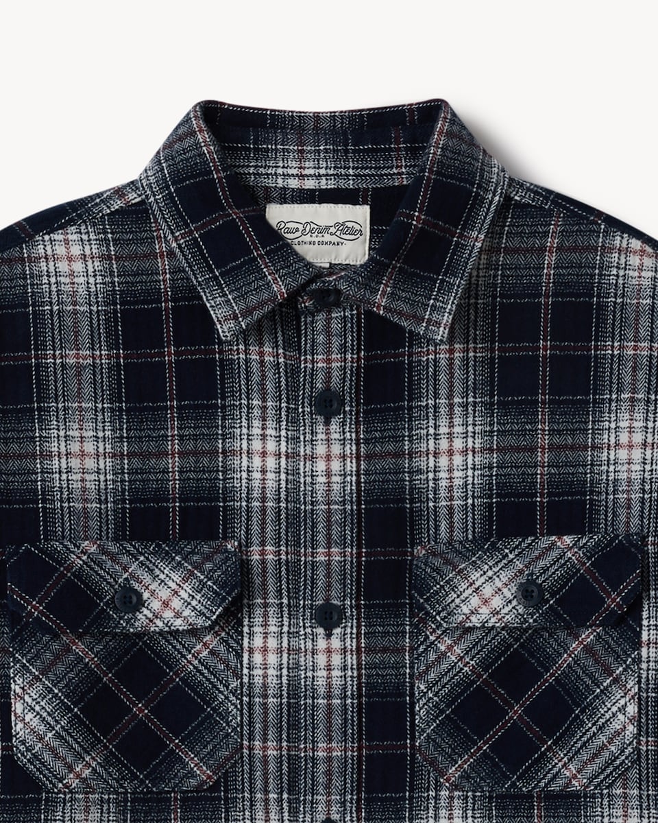 image 1 of RDA Pure Cotton Checked Shirt in Navy