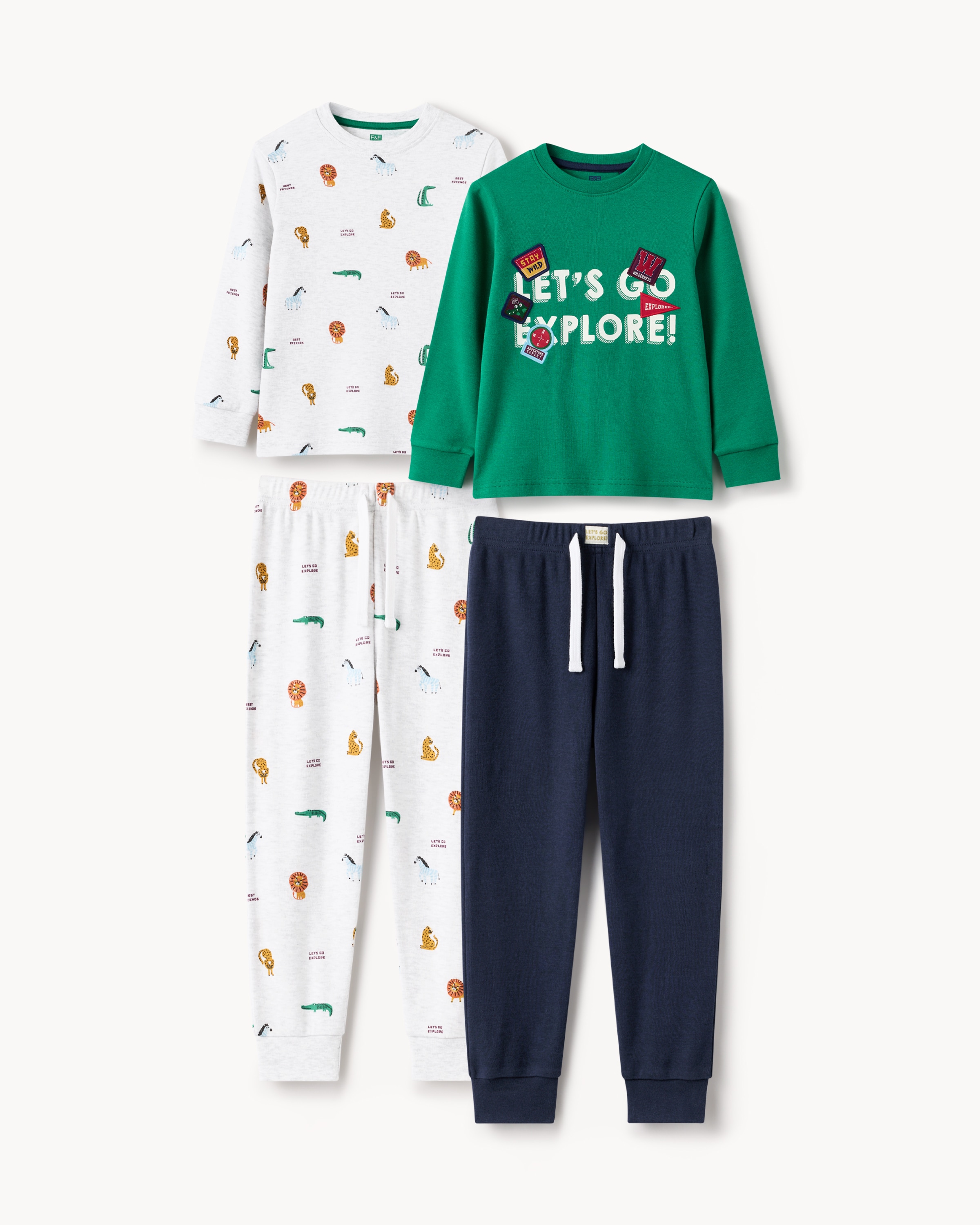 F&F 2-Pack Pure Cotton Printed Pyjama Sets in Multi