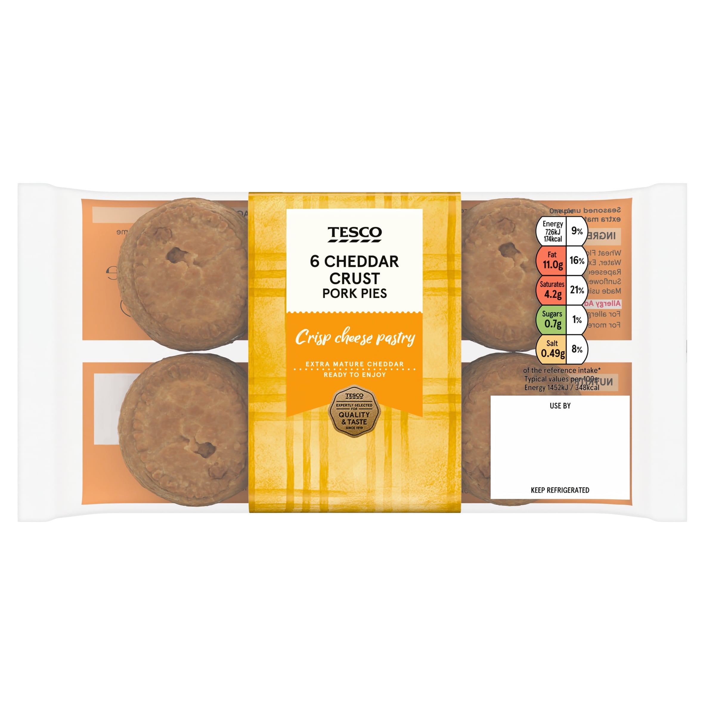 Tesco Cheese Crust 6 X Mini Pork Pies 300G