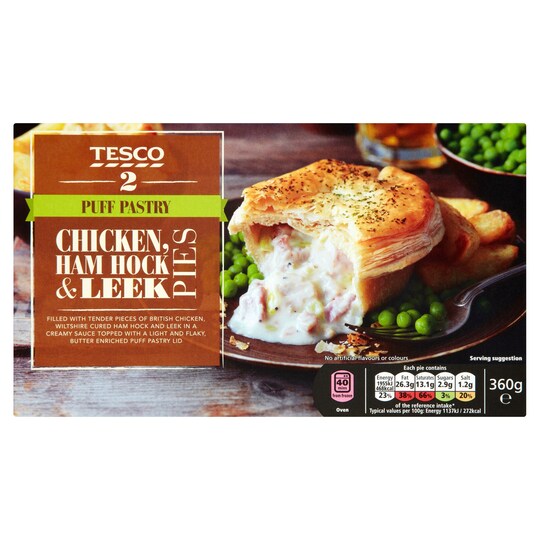Tesco 2 Chicken Ham Hock And Leek Pies 360G Tesco Groceries
