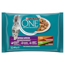 Purina ONE Difficult Appetite kapsičky pre mačky kura, hovädzie, morka, kačica v šťave 4 x 85 g