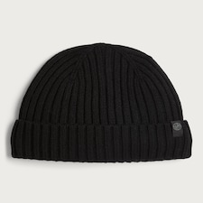 F&F Fleece Lined Ribbed Knit Beanie Hat in Black