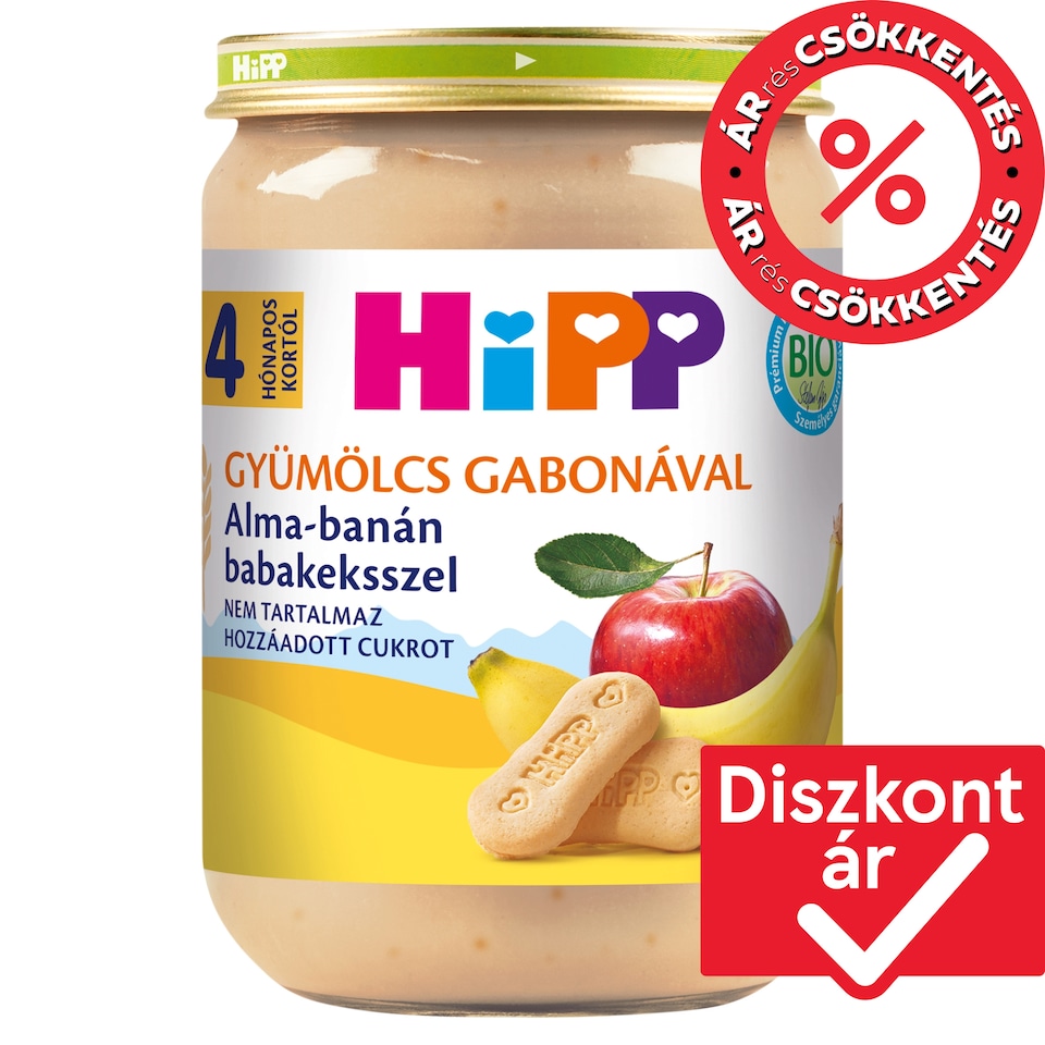 HiPP alma-banán babakeksszel bébidesszert 4 hónapos kortól 190 g