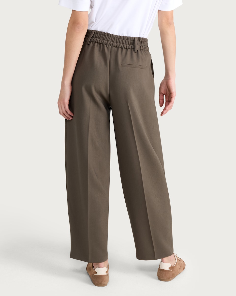 image 1 of The F&F Edit Double Pleated Barrel Leg Trousers in Khaki