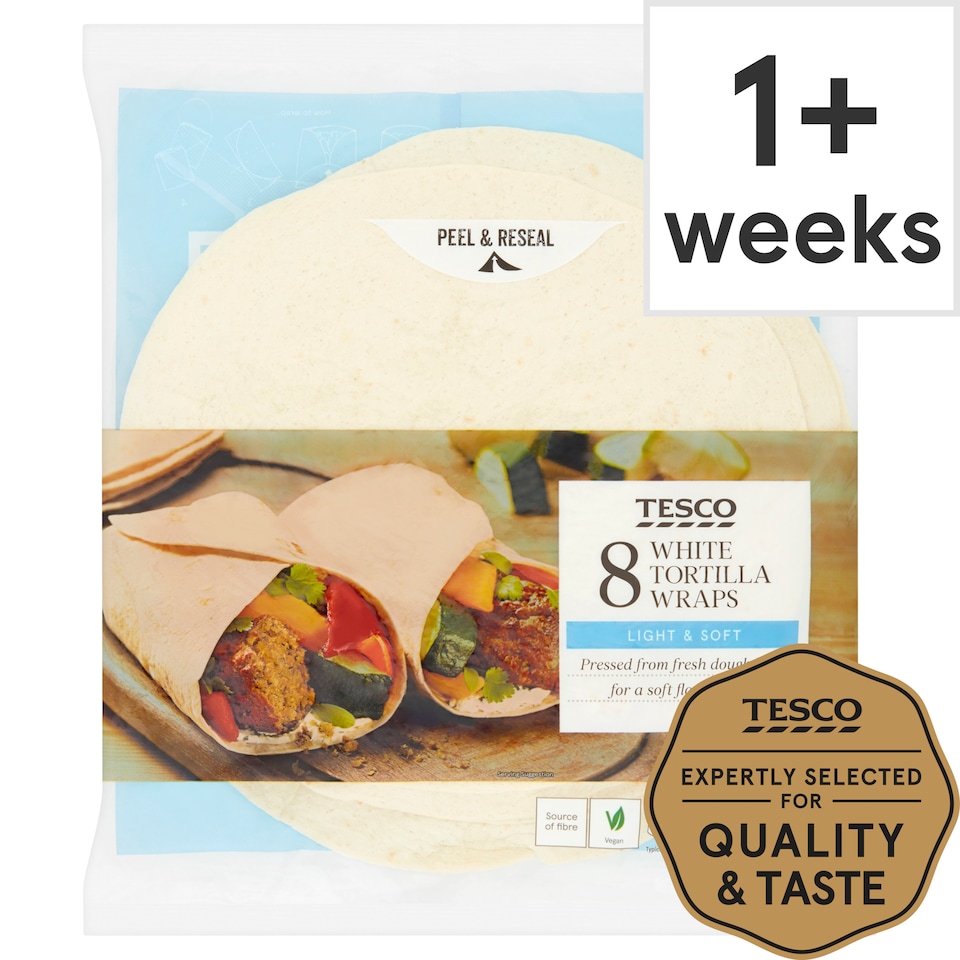 Tesco Plain White Tortilla Wraps 8 Pack