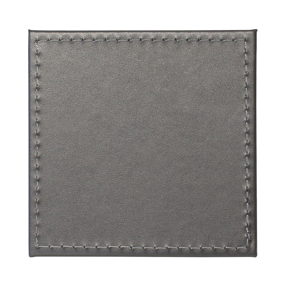 image 1 of F&F Home Faux Leather Silver/Grey Coaster 4 Pack