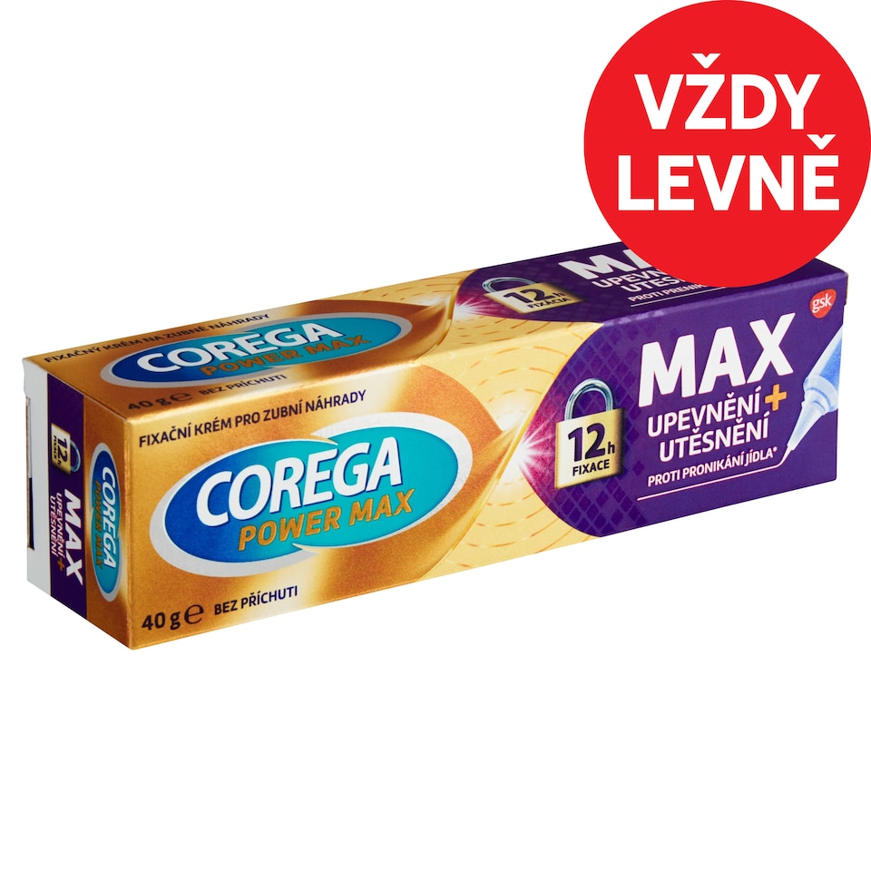 Obrázek 1 pro produkt Corega Fixační krém Max Upevnění + Utěsnění pro pevnou fixaci zubní náhrady, 40g