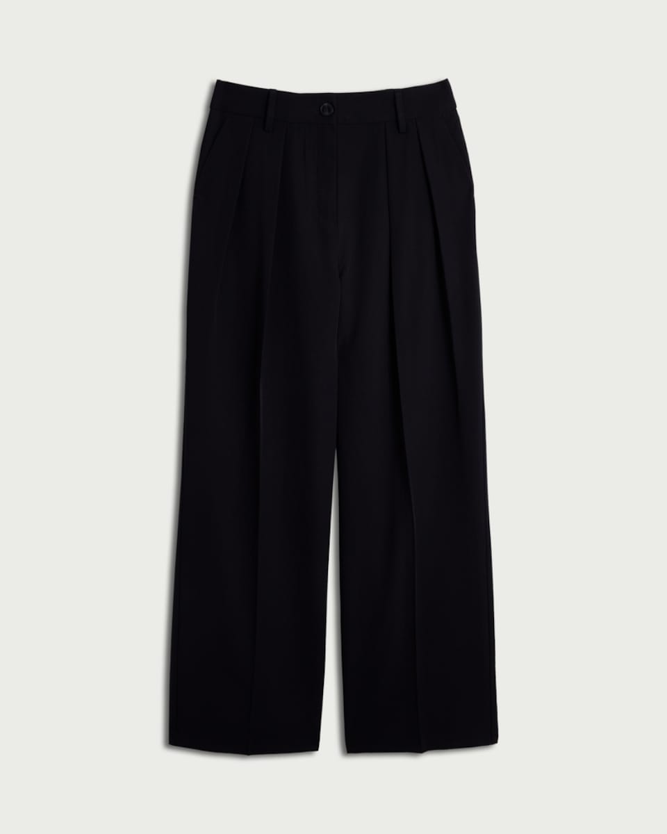 image 1 of F&F Wide Leg Pleated Trousers in Black