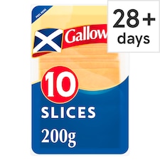 Galloway Medium Scottish Coloured Cheddar Cheese Slices 200g