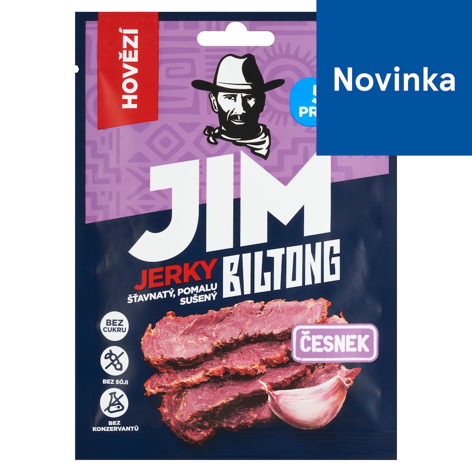 image 1 of Jim Jerky Biltong Dried Beef with Garlic Flavor 20 g