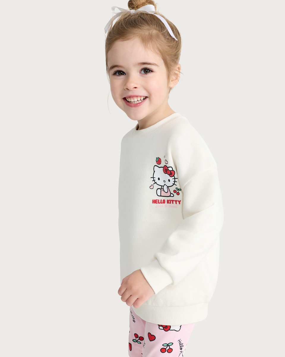 image 1 of Hello Kitty 2-Piece Cotton Rich Berry Cute Sweatshirt and Leggings Set in Multi Pink