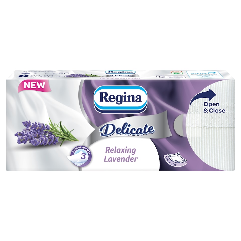 Regina Delicate Relaxing Lavender Handkerchiefs 3 Ply 90 pcs